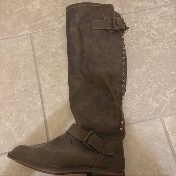 Candies Tan Knee High Zipper Boots - Picture 5 of 7